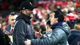 Jurgen Klopp pictured with Unai Emery during the latter's time at Arsenal