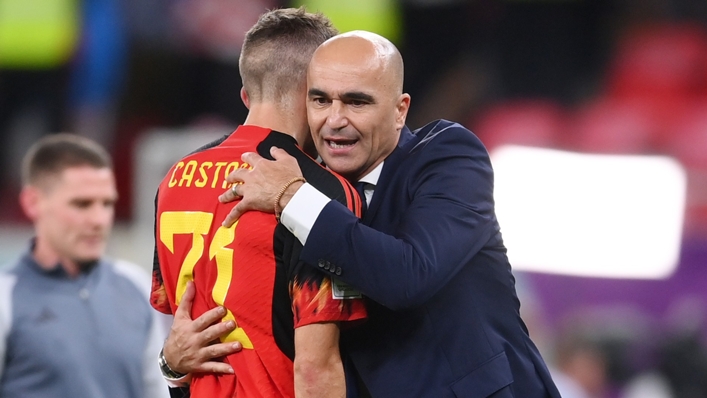 Roberto Martinez consoles Timothy Castagne after Belgium's goalless draw with Croatia ended their World Cup campaign