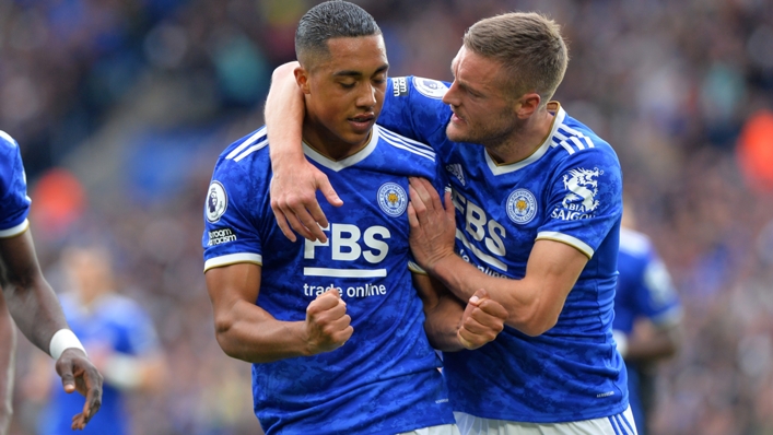 Youri Tielemans (L) and Jamie Vardy both scored against Manchester United