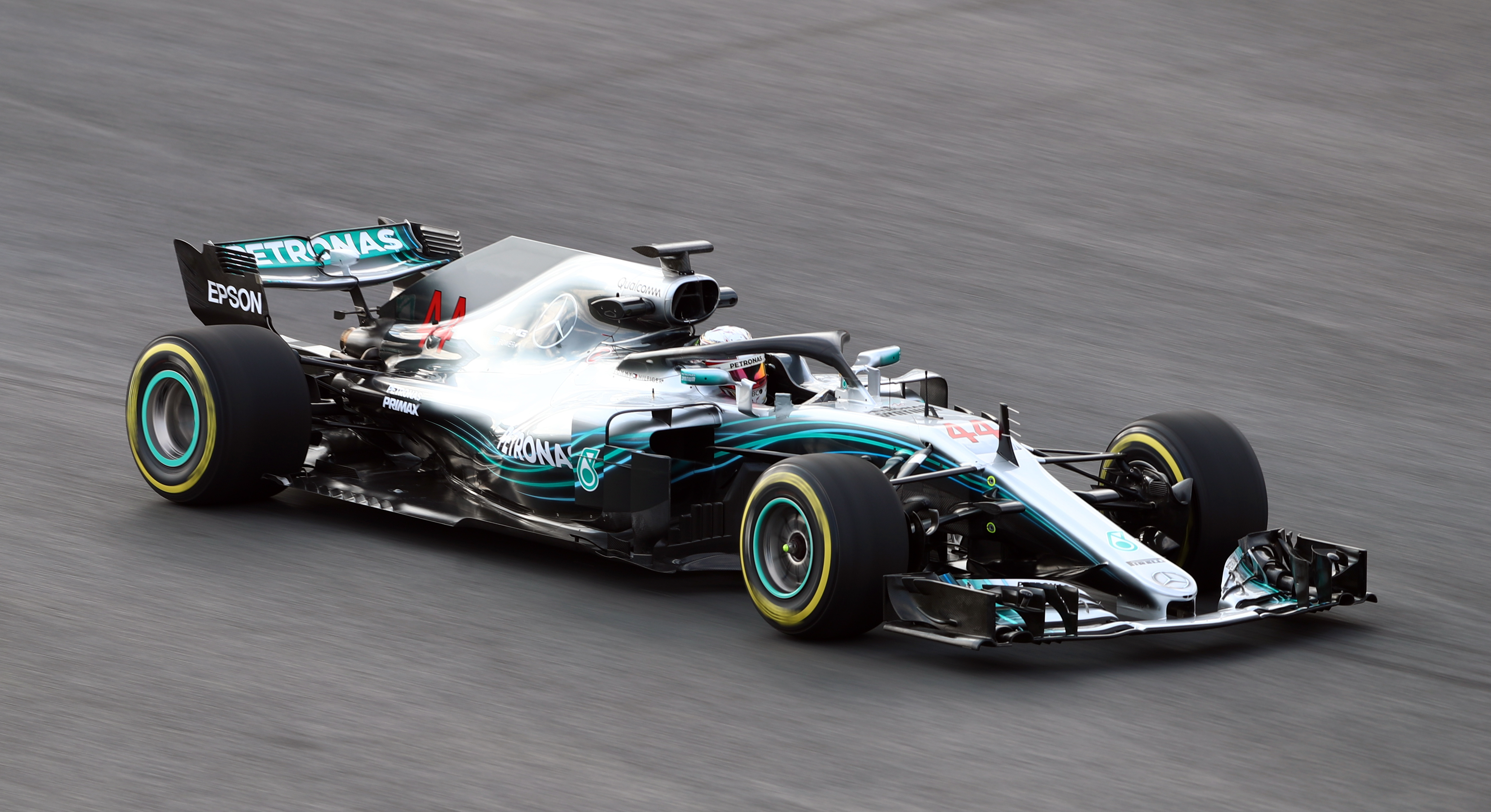 Lewis Hamilton in a Mercedes