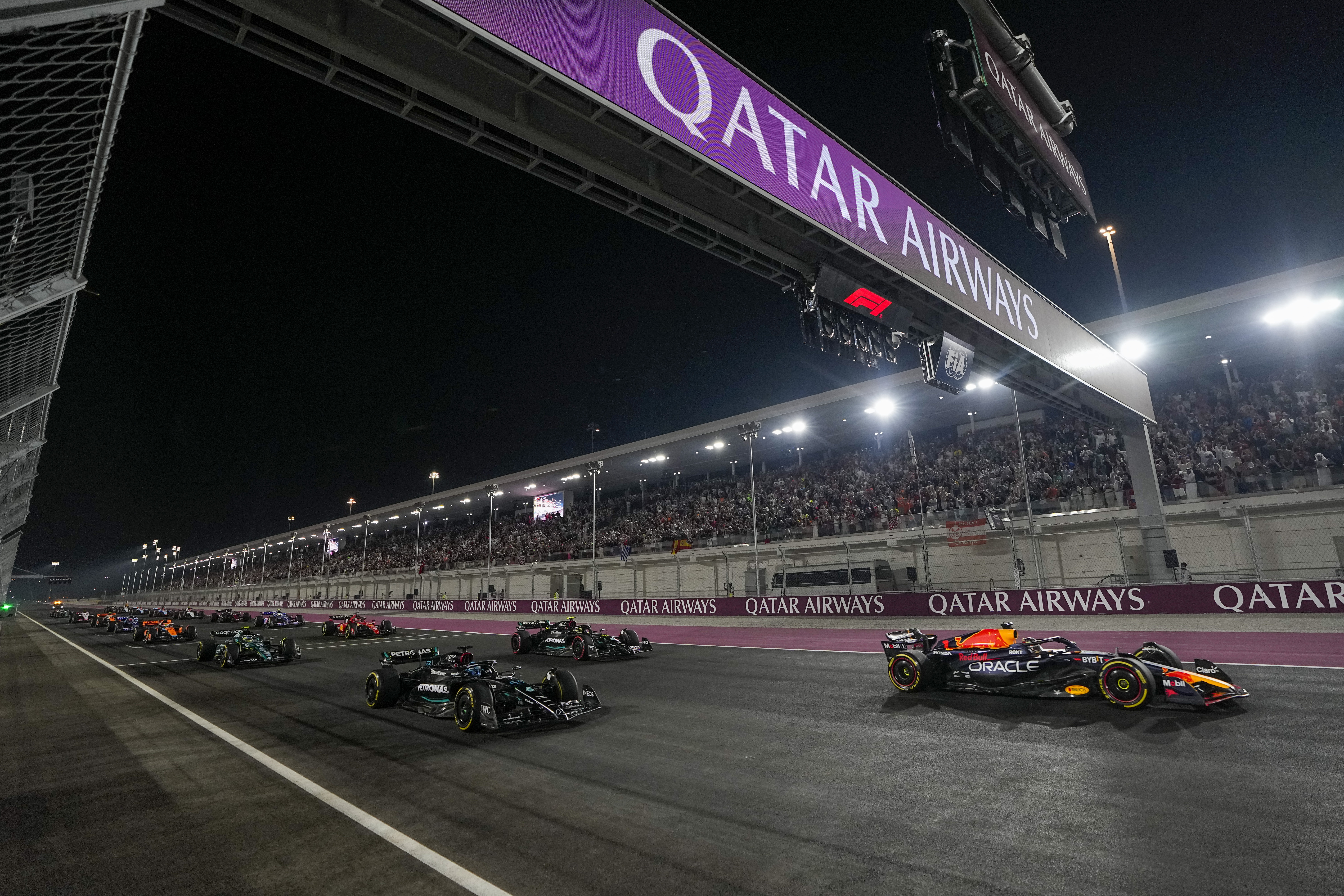 Max Verstappen leads from pole in Qatar