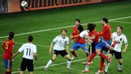 Carles Puyol scores the decisive goal in Spain's 2010 World Cup semi-final win over Germany