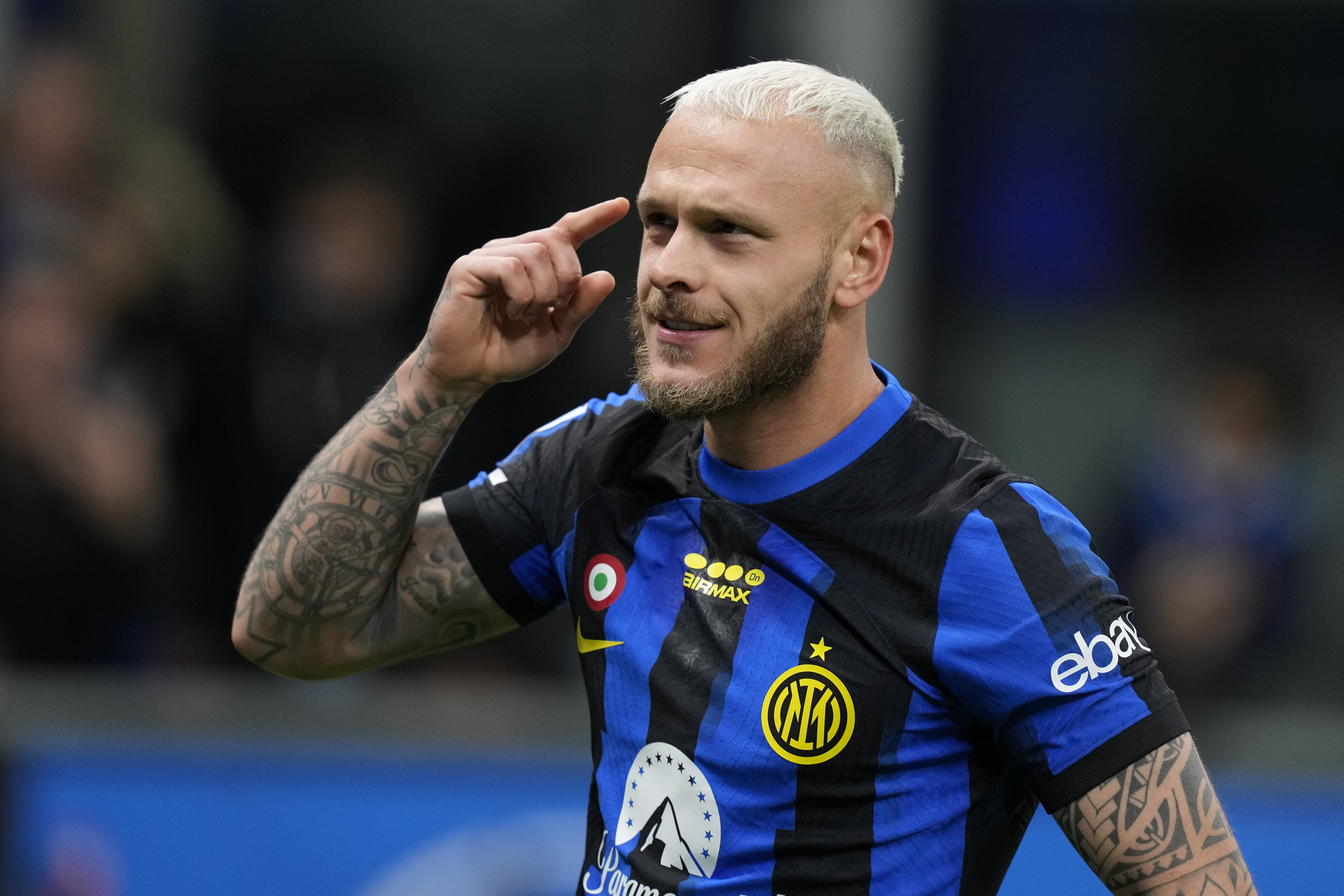 Federico Dimarco celebrates for Inter Milan