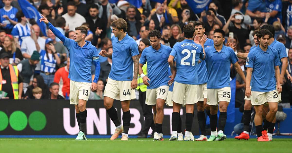 Brighton players celebrating during their strong start to the season