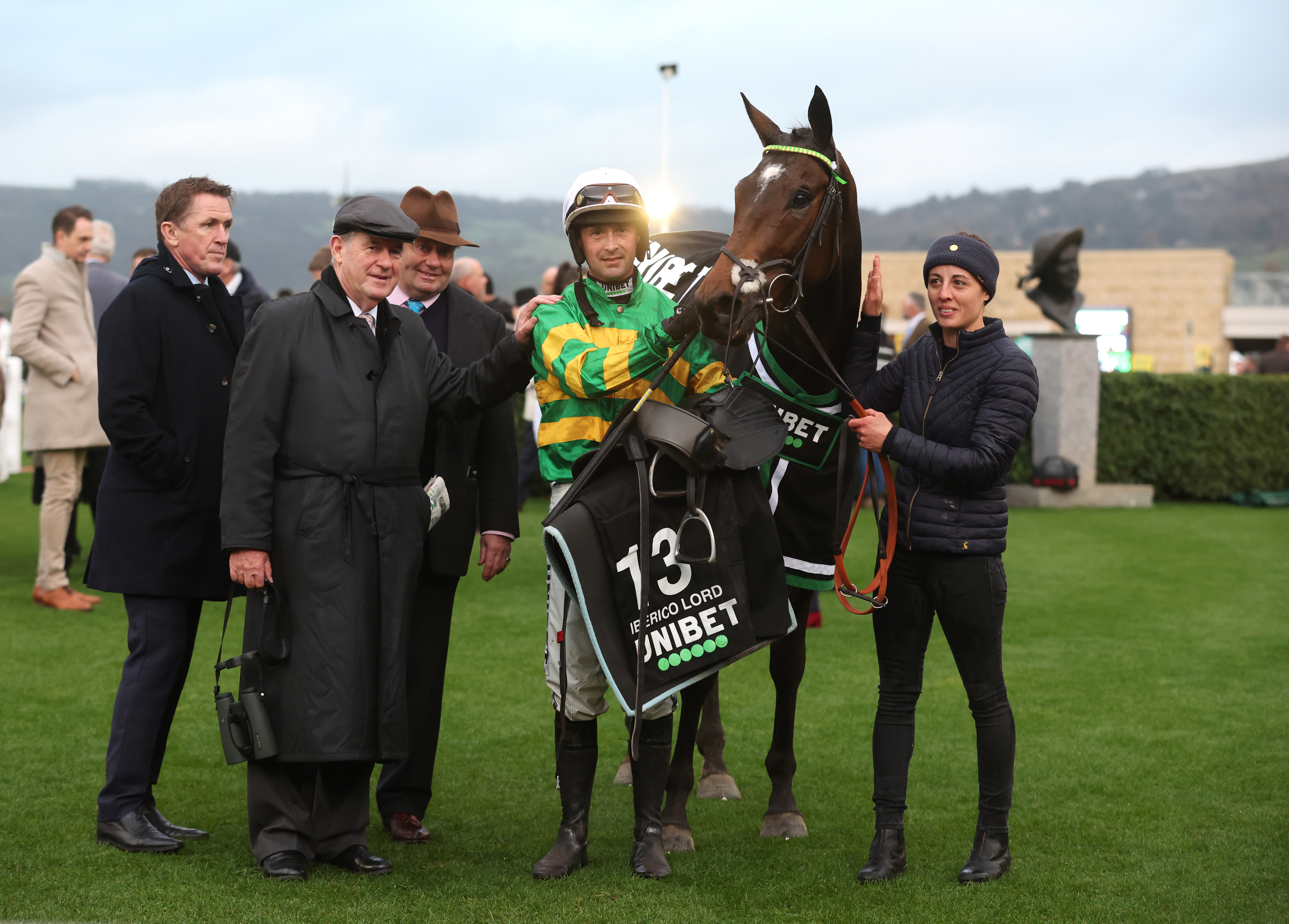 Iberico Lord with connections after winning the Greatwood Hurdle