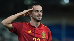 Pablo Sarabia scores a penalty against Greece