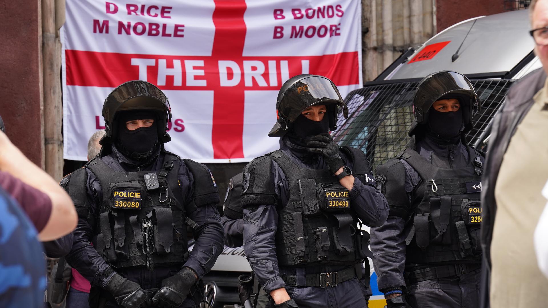 Police in riot gear in Prague (James Manning/PA)