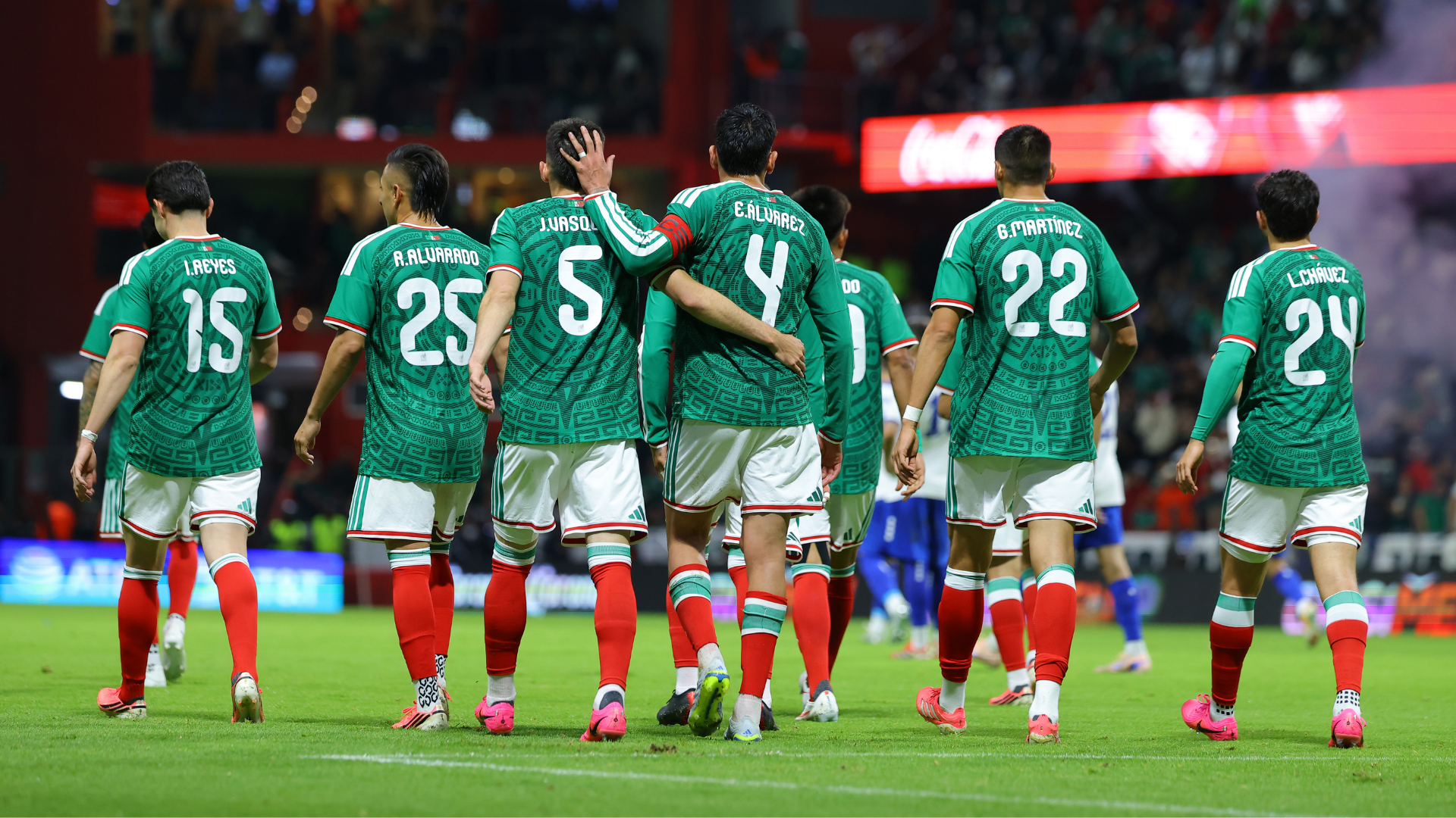 Mexico players celebrating their victory over Serbia