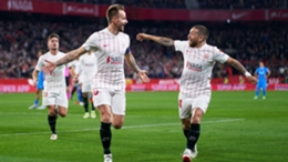 Ivan Rakitic celebrates his goal as Sevilla defeat Atletico Madrid