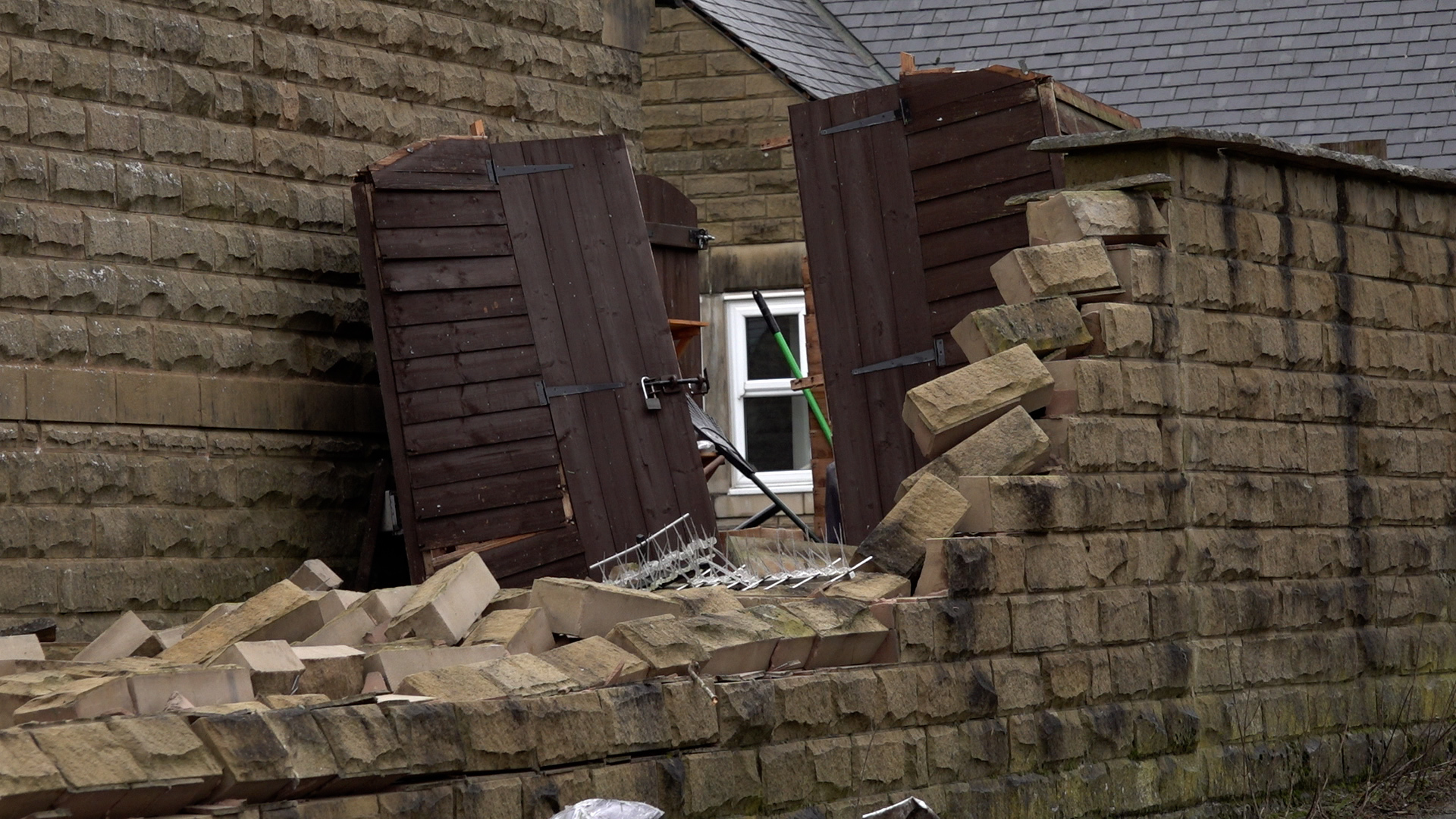A damaged gate in Stalybridge