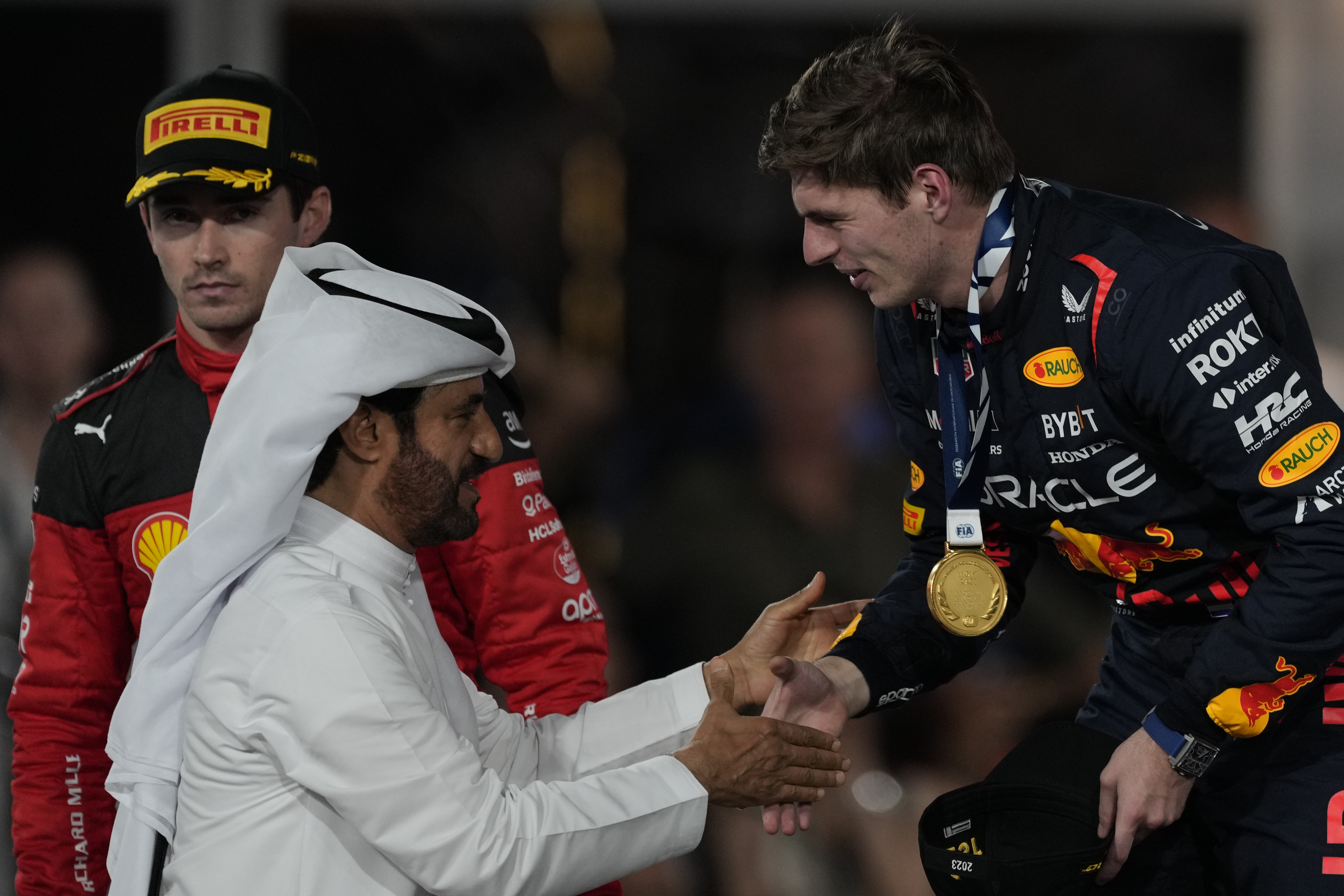Mohammed Ben Sulayem (left) and Max Verstappen