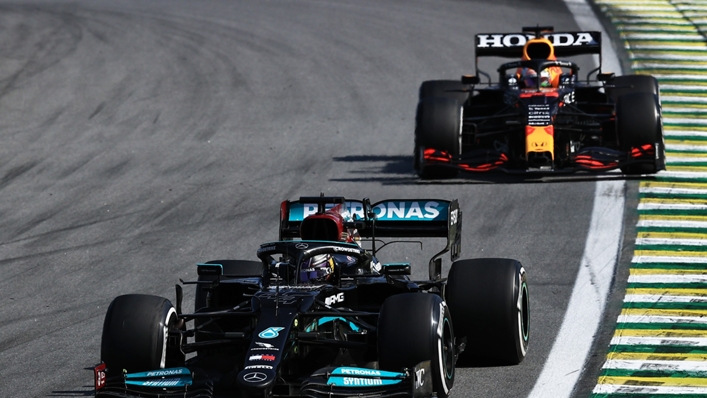 Lewis Hamilton tussles with Max Verstappen in Brazil