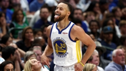 Stephen Curry reacts during the Golden State Warriors' win