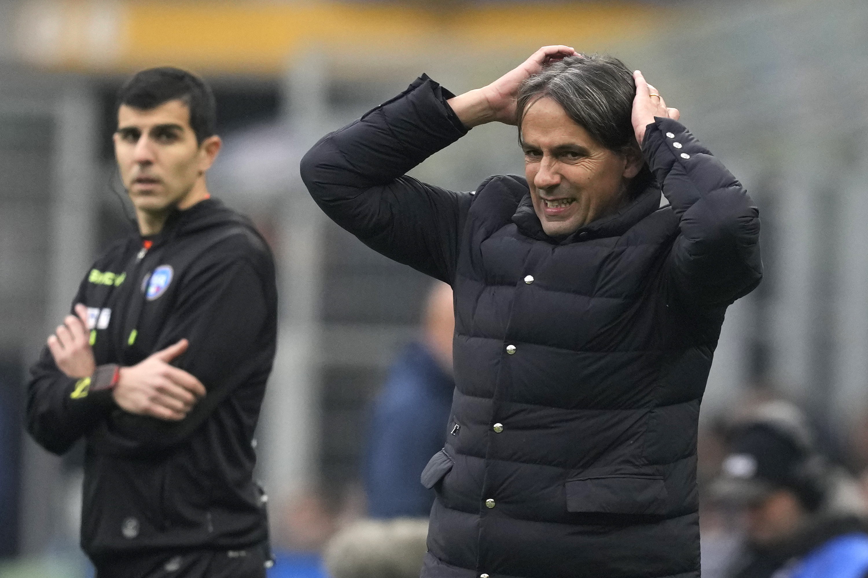 Inter Milan’s head coach Simone Inzaghi reacts