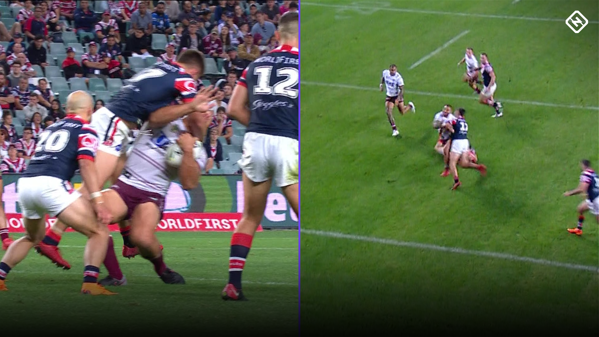 Sydney Roosters' Victor Radley pulls off two huge tackles ...