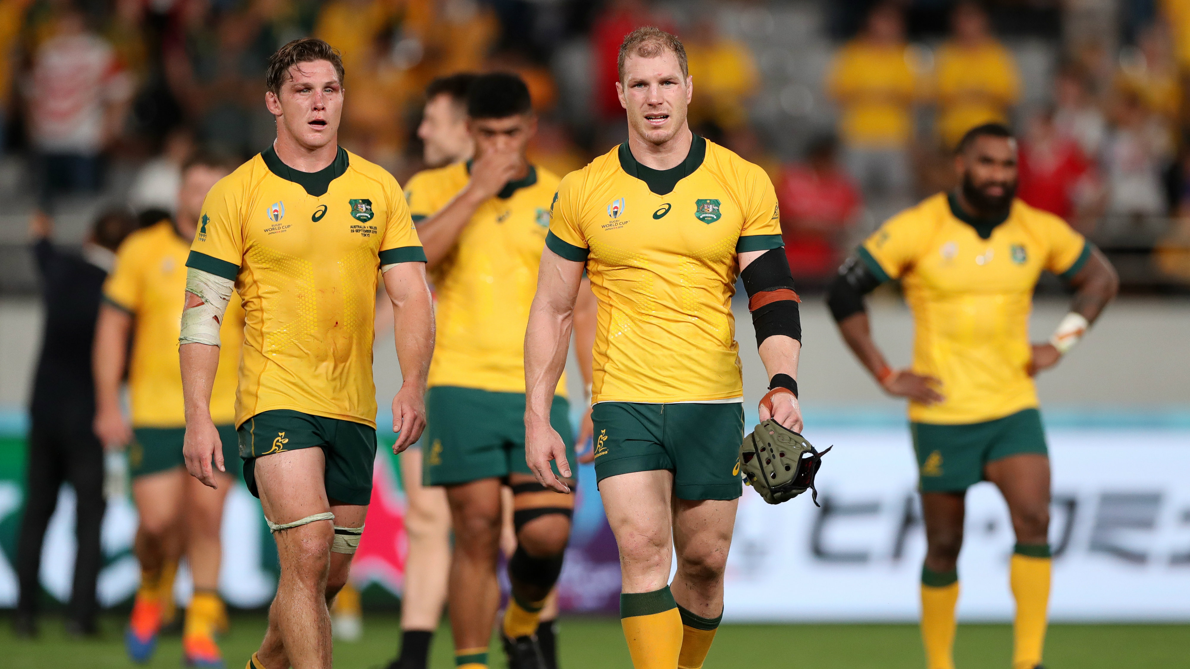 What is the title of this picture ? Rugby World Cup: Wallabies drop captain Michael Hooper to bench for