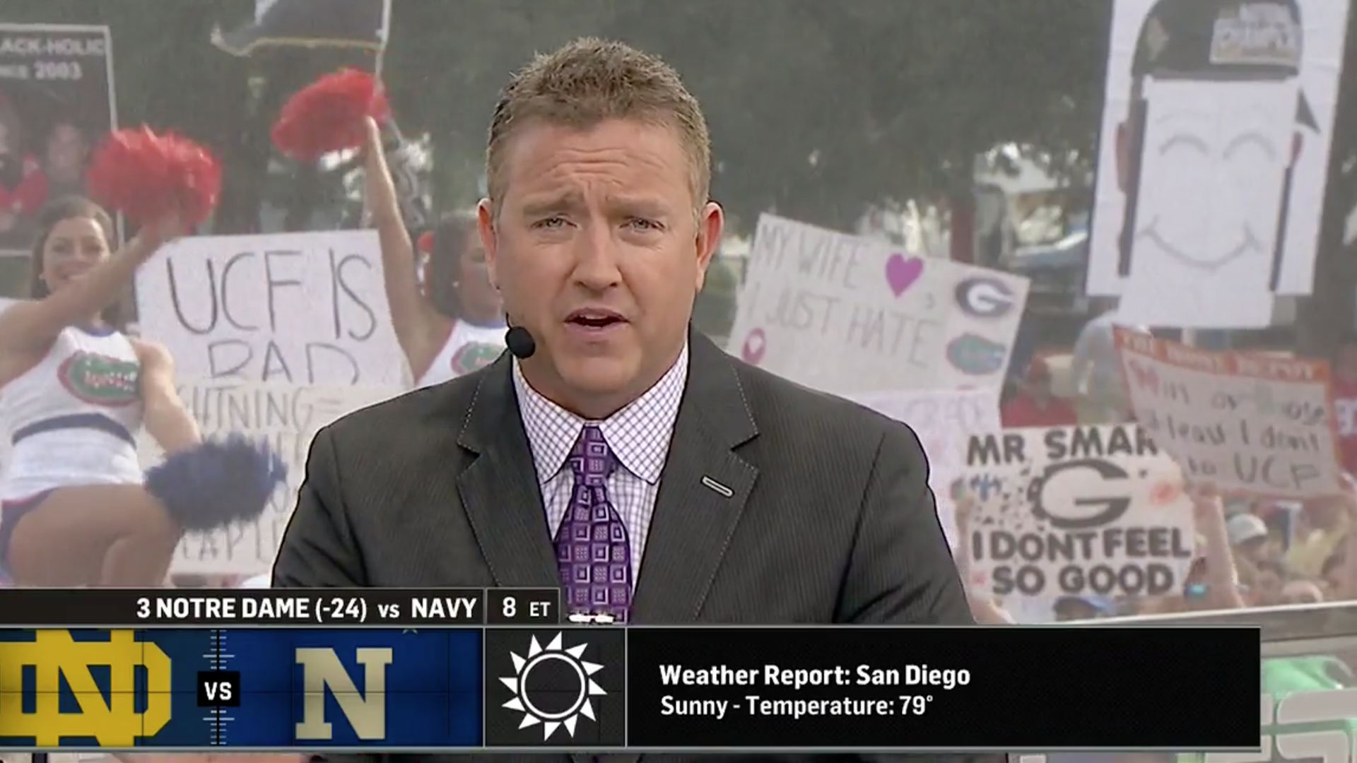 UCF Fans Say 'College GameDay' Asked Them To Cover Sign Featuring Kirk ...