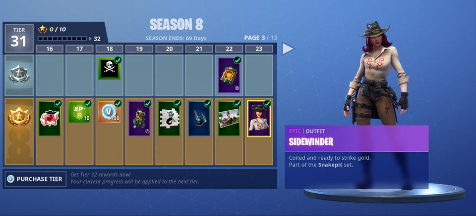 sidewinder fortnite skin - fortnite season 100 skins