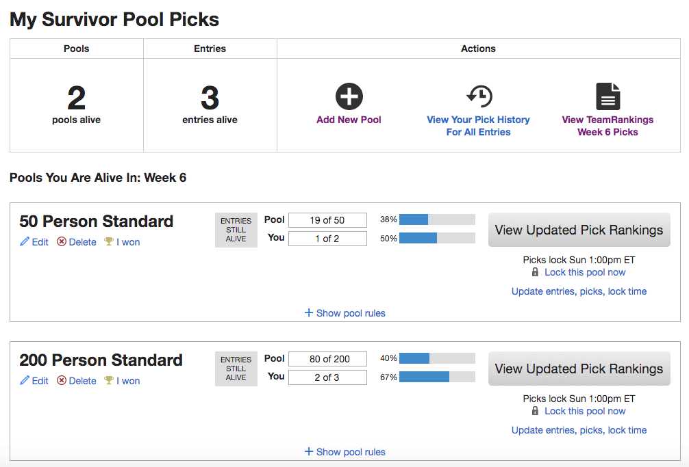 survivor pool week 6