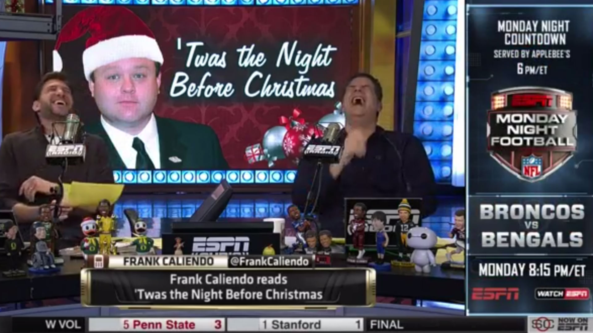 frank caliendo recites christmas poem in various espn frank caliendo night before christmas