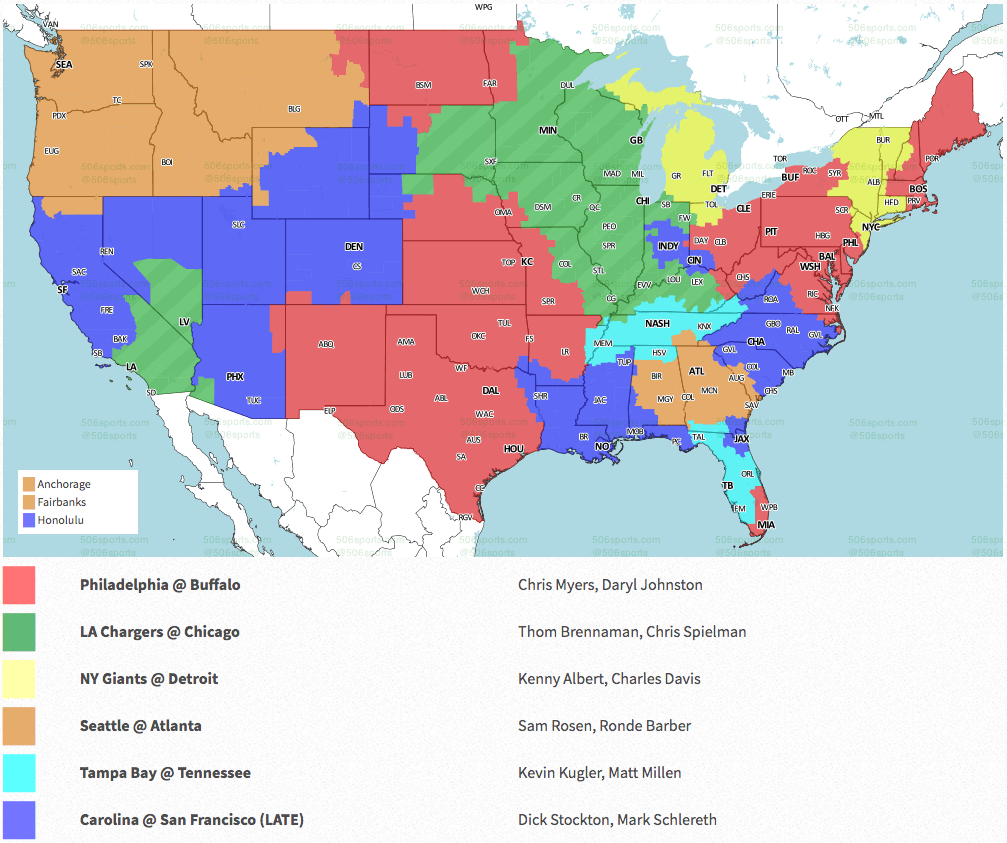 NFL Week 8 coverage map TV schedule for CBS, Fox regional broadcasts